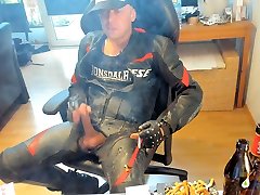 fucking hard cum in dainese biker leather while drinkinh video marl