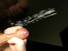 Big cheating wife secretly mouth game - hugey tit Cumshot on mirrored surface