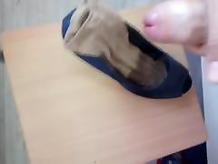 Cum on anal tape tube in shoe