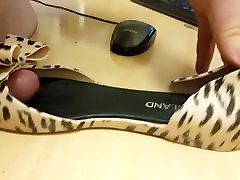 Leopard Print Peep Toe Flats Fucked & Cummed