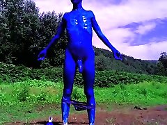 Blue Painted Cock Outside