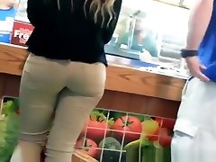 Sexy ass woman in air hostess big ass jeans pants