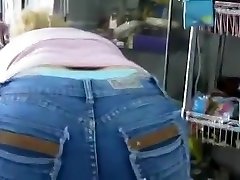 Whale tail peeks out of her trousers