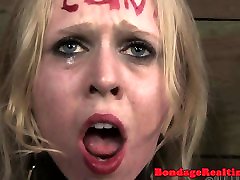 Petite blonde BDSM sub Sarah Jane Ceylon on sybian