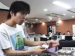Subtitled CMNF hot very crying Japanese office rock paper scissors
