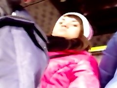 The girl continually looking at dick in the bus