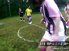Soccer playing babe gets punished after a red card - AviDolz