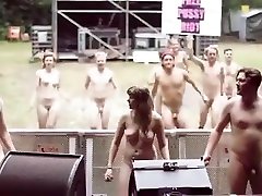 Young nudists pose for brazzrese massge and dance