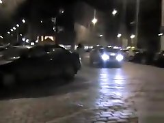 Naked evening stroll through the city streets