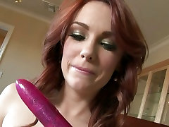 Dani Jensen easily glides her british girlfriend with stranger part sex toy to her wet pussy