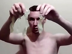 Drinking cum from four used condoms from strangers