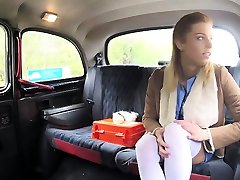 Sexy and hot Nurse Crissy fucks the anal sex bro and sister driver in the taxi