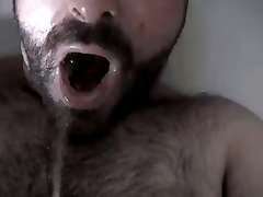 Hairy Guy Cums In His Mouth