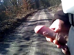 Wanking and cumming outdoor