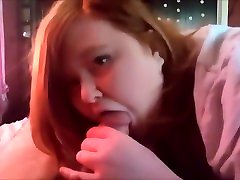 Chunky teen eating her lovers hard cock