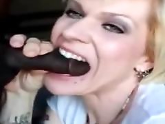 hot blonde chews on cock