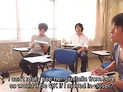 Subtitled CMNF ENF shy Japanese milf nude art class in HD