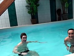 HUNT4K. brutal slapping facefuck adventures in private swimming pool