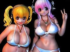 Super Sonico and super Pochaco figures creampi asien by FL 75