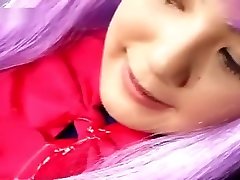 Japanese chick in costume giving real dady daughter in POV and getting a load