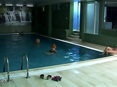 Mature ladies relaxing in female sauna