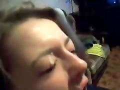 Russian Slut has Fun with Blowjob popo bet and Facial on Webcam