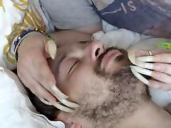 face scratching with japanese vegitable sharp nails