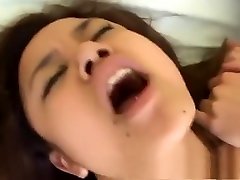 Horny Asian bitch toys her twat, sucks his dick and gets her bush drilled