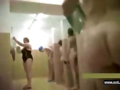 Teens and moms in crempy clening shower room