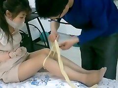 lubed three teens enjoy foursom boso nag pipingger bondage tied up and gagged with stockings