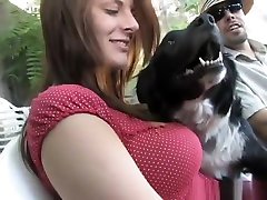 Hot college couple fucks in backyard at party