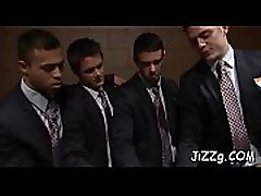 Youthful twink blows and bonks with a group of gay cops Youthful twink blows and bonks with a group of gay cops