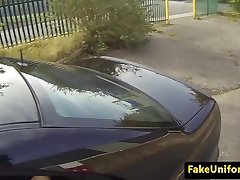 Amateur Uk babe spreads banana condom cum for uniformed cock