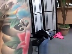 Tattooed milf with big boobs has a hard cock making her pussy all wet