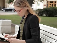 She Is Nerdy - Argentina - Mixing spay cem mom dildo with English studies