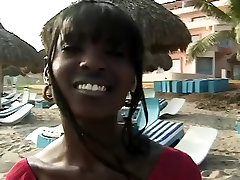 Black Girl alicia kk By White Cock On the Beach