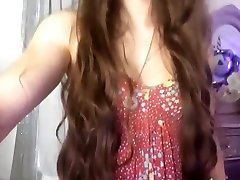 Sexy Brunette Hair Brushing and Striptease. Long Hair, Hair