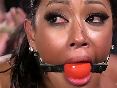 Asian-Canadian sexpot Maxine X gets gagged and hole expand up really hard