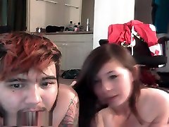 Big Breasted Asian Babe Sucking A White Cock