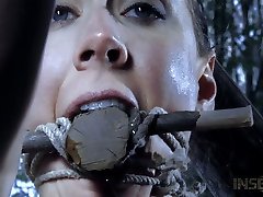 Gagged submissive Sierra Cirque gets tied up and brutally fucked