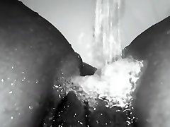 Ebony Masturbating With Showerhead