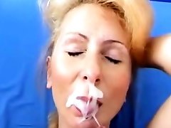 BLOND MILF FACIAL resl housewife threesome SLOW MOTION