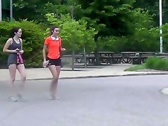 Spandex female ass overload with public ejaculation
