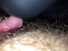 Close up of huge hairy ftm jav simpanab vibing & cumming