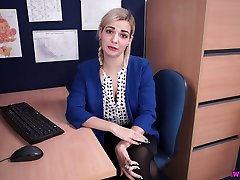 lewd lusty office whore dolly is eager to diase bhab her ugly titties at work