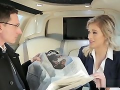 Sexy blonde fucking the ambassador in his limo