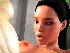 3D Hentai lesbians enjoying futa anal sex