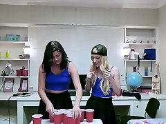 Beer pong besties share two big cocks after they lost
