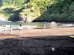 Amateur couple playing at aksi melayua - Madeira Island - Seixal
