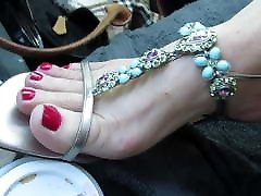 New Pedi and putting on my new ankle straps